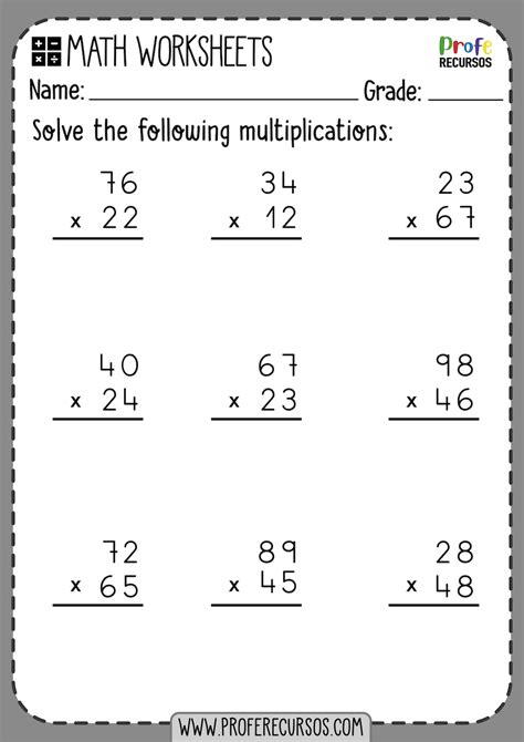 two digit multiplication worksheets